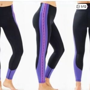 Lilly Pulitzer Onyx High Rise Leggings with purple and hot pink stripe design